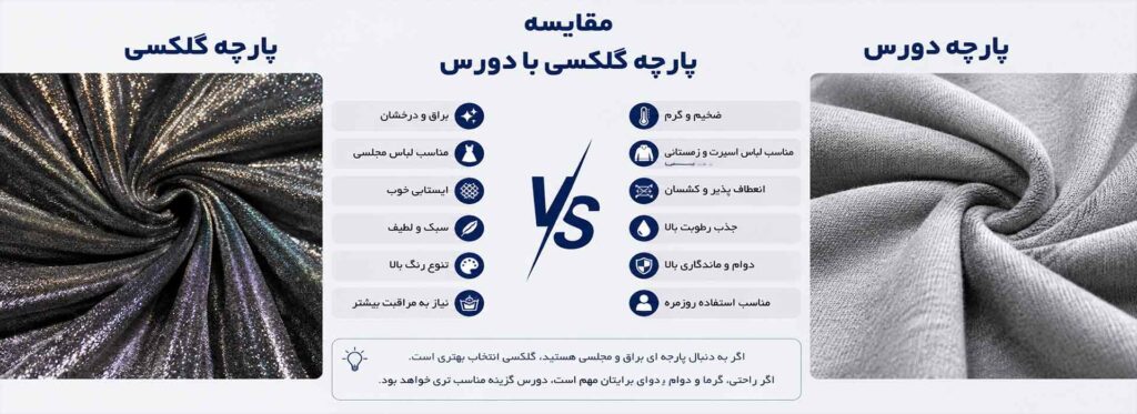 مقایسه پارچه گلکسی با دورس