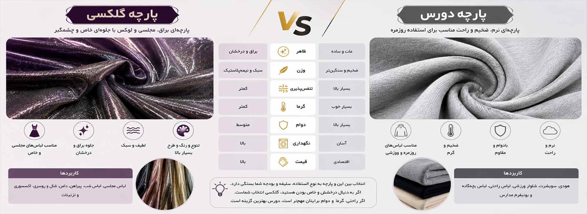 مقایسه پارچه گلکسی با دورس